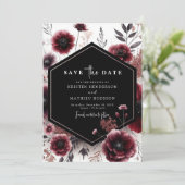 Mooie unieke Bourgondische bruiloft Save The Date (Staand voorkant)