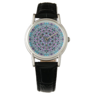 Mooie, unieke Paarse en blauwe Mandala Horloge