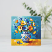 Mooie Vaas met Bloemen Blanco (Staand voorkant)