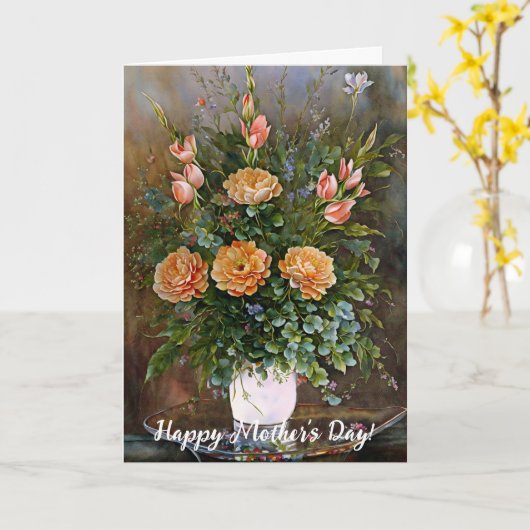 Mooie vaas met bloemen bloemige Moederdagkaart Kaart (Gele Bloem)
