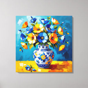 Mooie vaas met bloemen canvas afdruk