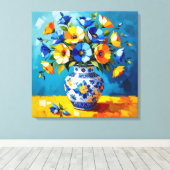 Mooie vaas met bloemen canvas afdruk (Insitu (Houten vloer))