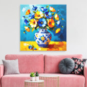 Mooie vaas met bloemen canvas afdruk (Insitu (Woonkamer))