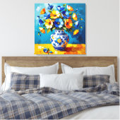 Mooie vaas met bloemen canvas afdruk (Insitu (Slaapkamer))