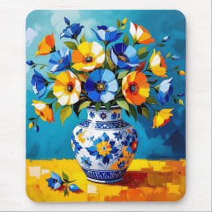 Mooie vaas met bloemen muismat