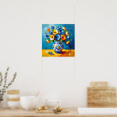 Mooie vaas met bloemen poster (Keuken)