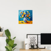 Mooie vaas met bloemen poster (Thuiskantoor)