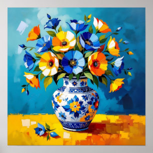 Mooie vaas met bloemen poster