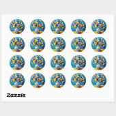 Mooie vaas met bloemen ronde sticker (Vel)