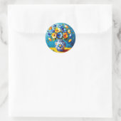 Mooie vaas met bloemen ronde sticker (Tas)