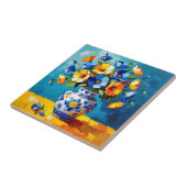 Mooie vaas met bloemen tegeltje (Zijkant)