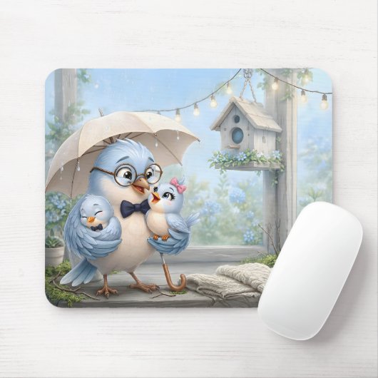 Mooie Vader Vogel & Baby Muismat (Met muis)