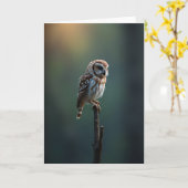 Mooie Vaderdag Uil Fotokaart Kaart (Gele Bloem)