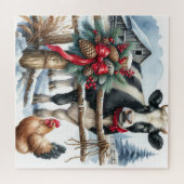 Mooie vakantie Koe met Haan Kerst Legpuzzel (Horizontaal)