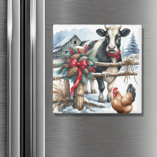 Mooie vakantie Koe met Haan Kerst Magneet
