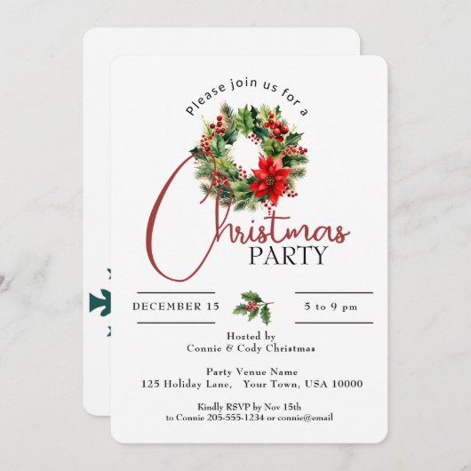 MOOIE VAKANTIEKRANS, KERSTFEEST KAART (Voorkant / Achterkant)