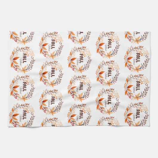 Mooie val bladeren patroon | Herfst Vibes White Theedoek (Horizontaal)