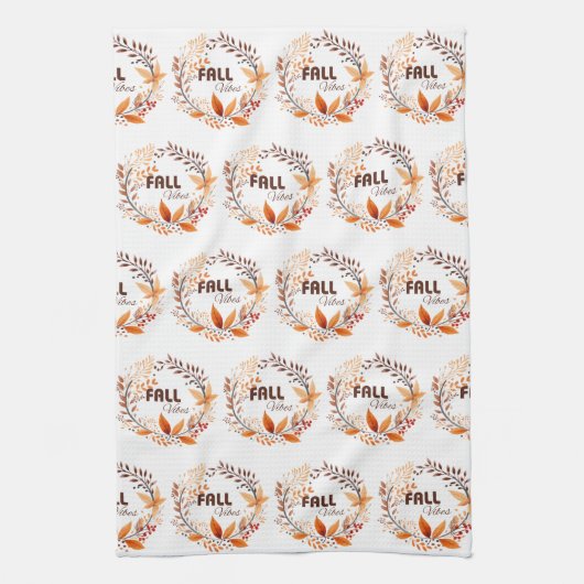 Mooie val bladeren patroon | Herfst Vibes White Theedoek (Verticaal)