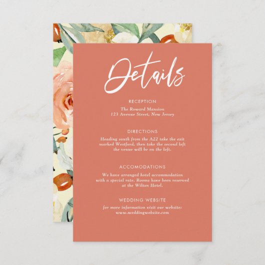 Mooie val bruiloft details kaart (Voorkant / Achterkant)