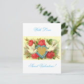Mooie Valentijn Duiven & Rozen Feestdagenkaart (Staand voorkant)