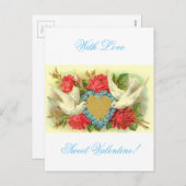 Mooie Valentijn Duiven & Rozen Feestdagenkaart (Voorkant / Achterkant)