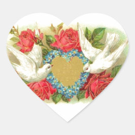 Mooie Valentijn Duiven & Rozen Hart Sticker