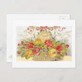 Mooie Valentijn Duiven & Rozen Mand Feestdagenkaart (Voorkant / Achterkant)