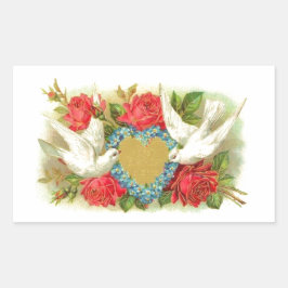 Mooie Valentijn Duiven & Rozen Rechthoekige Sticker