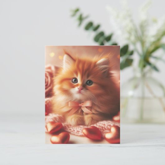 Mooie Valentijn Kitten Briefkaart (Staand voorkant)