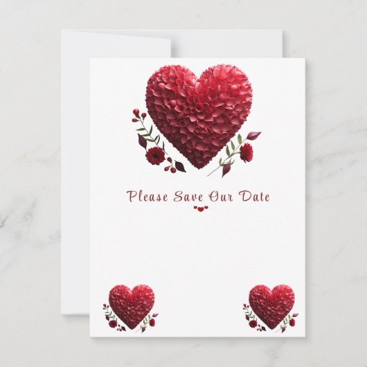 Mooie Valentijnsdag Bloemblaadjes Harten Save The Date (Voorkant)