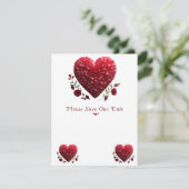 Mooie Valentijnsdag bloembladeren harten Save The Date (Staand voorkant)