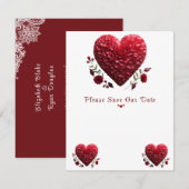 Mooie Valentijnsdag bloembladeren harten Save The Date (Voorkant / Achterkant)