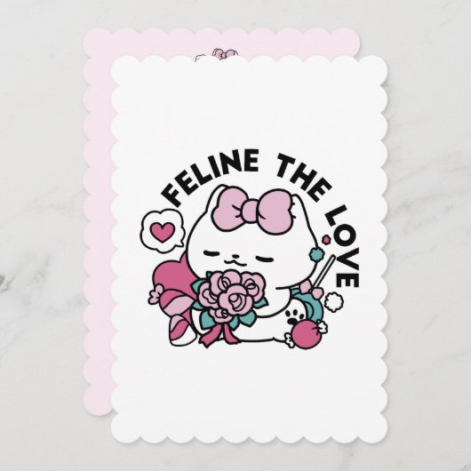 Mooie Valentijnsdag kat ontwerp – Kattenliefde Feestdagenkaart (Voorkant / Achterkant)