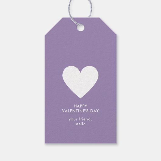 Mooie Valentijnsdag Paarse Hart Stripe Cadeaulabel (Voorkant)