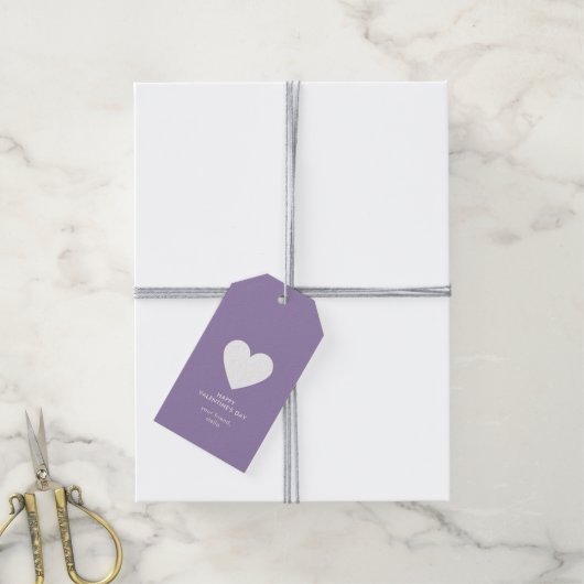 Mooie Valentijnsdag Paarse Hart Stripe Cadeaulabel (Met Touw)