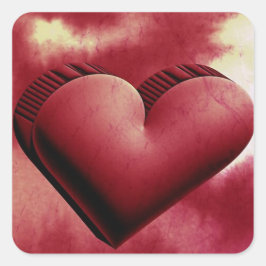 Mooie Valentijnsdag rood hart 3D Waterverf Vierkante Sticker