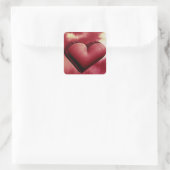 Mooie Valentijnsdag rood hart 3D Waterverf Vierkante Sticker (Tas)