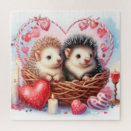 Mooie Valentijnsdag stekelvarkens Legpuzzel (Verticaal)