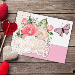 Mooie Valentijnsdag van Floral en Butterfly Folie Feestdagen Briefkaart