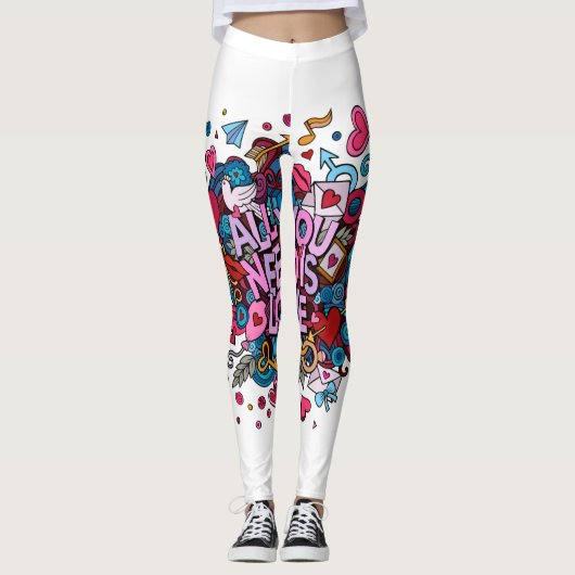 Mooie Valentijnse Leggings van het hart. (Voorkant)