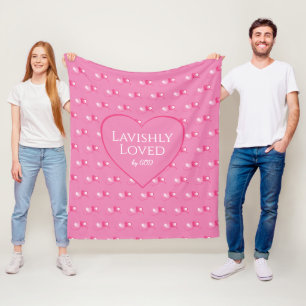 Mooie Valentijnskaarten GELIEFD DOOR GOD Roze Hart Fleece Deken