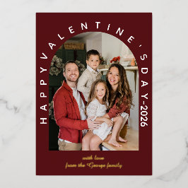 Mooie Valentijnswensen Moderne Boog Familie Foto Folie Feestdagenkaart