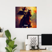 Mooie Valkyrie te paard Poster (Thuiskantoor)