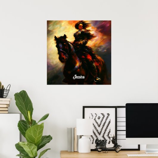 Mooie Valkyrie te paard Poster (Thuiskantoor)