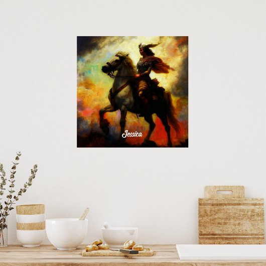 Mooie Valkyrie te paard Poster (Keuken)