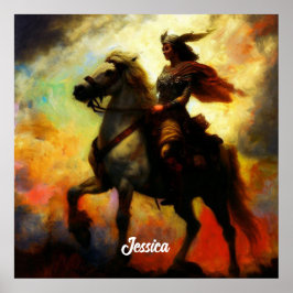 Mooie Valkyrie te paard Poster