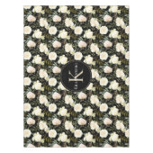 Mooie Vanilla White Roses aangepaste monogram Tafelkleed (Voorkant)