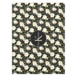 Mooie Vanilla White Roses aangepaste monogram Tafelkleed