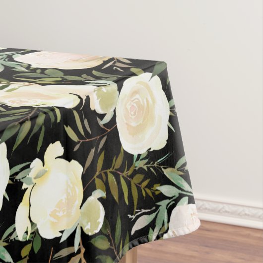 Mooie Vanilla White Roses aangepaste monogram Tafelkleed (Voorbeeld)