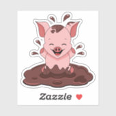 Mooie varken speelt in de modder sticker (Vel)